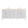 James Martin Vanities Myrrin 72" Double Basin Wood Vanity Set with 3cm Eternal Marfil Silestone Quartz Vanity Top, Rectangular Sinks and Outlet - 8" Faucet Centers Bright White