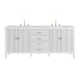 James Martin Vanities Myrrin 72" Double Basin Wood Vanity Set with 3cm Ethereal Noctis Silestone Quartz Vanity Top, Rectangular Sinks and Outlet - 8" Faucet Centers Bright White