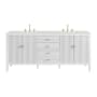 James Martin Vanities Myrrin 72" Double Basin Wood Vanity Set with 3cm Lime Delight Silestone Quartz Vanity Top, Rectangular Sinks and Electrical Outlet - 8" Faucet Centers Bright White
