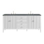 James Martin Vanities Myrrin 72" Double Basin Wood Vanity Set with 3cm Parisien Bleu Silestone Quartz Vanity Top, Rectangular Sinks and Outlet - 8" Faucet Centers Bright White