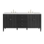 James Martin Vanities Myrrin 72" Double Basin Wood Vanity Set with 3cm Ethereal Noctis Silestone Quartz Vanity Top, Rectangular Sinks and Outlet - 8" Faucet Centers Carbon Oak