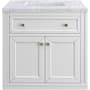 James Martin Vanities Chicago 30" Free Standing Single Basin Vanity Set with Marble Top and Rectangular Sink Glossy White