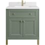 James Martin Vanities Chicago 30" Free Standing Single Basin Vanity Set with Quartz Top and Rectangular Sink Smokey Celadon