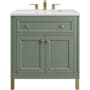 James Martin Vanities Chicago 30" Free Standing Single Basin Vanity Set with Solid Surface Top and Rectangular Sink Smokey Celadon
