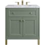 James Martin Vanities Chicago 30" Free Standing Single Basin Vanity Set with Marble Top and Rectangular Sink Smokey Celadon