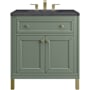 James Martin Vanities Chicago 30" Free Standing Single Basin Vanity Set with Quartz Top and Rectangular Sink Smokey Celadon