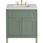 James Martin Vanities Chicago 30" Free Standing Single Basin Vanity Set with Quartz Top and Rectangular Sink Smokey Celadon