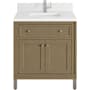 James Martin Vanities Chicago 30" Free Standing Single Basin Vanity Set with Quartz Top and Rectangular Sink Walnut Whisper