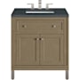 James Martin Vanities Chicago 30" Free Standing Single Basin Vanity Set with Quartz Top and Rectangular Sink Walnut Whisper