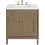 James Martin Vanities Chicago 30" Free Standing Single Basin Vanity Set with Quartz Top and Rectangular Sink Walnut Whisper