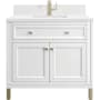 James Martin Vanities Chicago 36" Free Standing Single Basin Vanity Set with Quartz Top and Rectangular Sink Glossy White