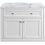 James Martin Vanities Chicago 36" Free Standing Single Basin Vanity Set with Marble Top and Rectangular Sink Glossy White