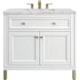 James Martin Vanities Chicago 36" Free Standing Single Basin Vanity Set with Quartz Top and Rectangular Sink Glossy White
