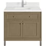 James Martin Vanities Chicago 36" Free Standing Single Basin Vanity Set with Quartz Top and Rectangular Sink Walnut Whisper