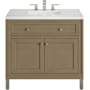 James Martin Vanities Chicago 36" Free Standing Single Basin Vanity Set with Solid Surface Top and Rectangular Sink Walnut Whisper