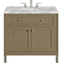 James Martin Vanities Chicago 36" Free Standing Single Basin Vanity Set with Marble Top and Rectangular Sink Walnut Whisper