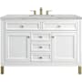 James Martin Vanities Chicago 48" Free Standing Single Basin Vanity Set with Victorian Silver® Stone Composite Top and Rectangular Sink Glossy White