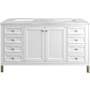 James Martin Vanities Chicago 60" Free Standing Double Basin Vanity Set with Solid Surface Top and Rectangular Sinks Glossy White