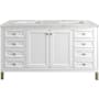 James Martin Vanities Chicago 60" Free Standing Double Basin Vanity Set with Quartz Top and Rectangular Sinks Glossy White