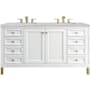 James Martin Vanities Chicago 60" Free Standing Double Basin Vanity Set with Quartz Top and Rectangular Sinks Glossy White