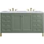 James Martin Vanities Chicago 60" Free Standing Double Basin Vanity Set with Marble Top and Rectangular Sinks Smokey Celadon