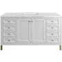 James Martin Vanities Chicago 60" Free Standing Single Basin Vanity Set with Solid Surface Top and Rectangular Sink Glossy White