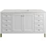 James Martin Vanities Chicago 60" Free Standing Single Basin Vanity Set with Quartz Top and Rectangular Sink Glossy White