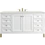 James Martin Vanities Chicago 60" Free Standing Single Basin Vanity Set with Quartz Top and Rectangular Sink Glossy White