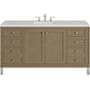 James Martin Vanities Chicago 60" Free Standing Single Basin Vanity Set with Quartz Top and Rectangular Sink Walnut Whisper