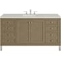 James Martin Vanities Chicago 60" Free Standing Single Basin Vanity Set with Quartz Top and Rectangular Sink Walnut Whisper