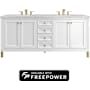 James Martin Vanities Chicago 72" Free Standing Double Basin Poplar Wood Vanity Set with Eternal Jasmine Pearl Silestone Top, Rectangular Sinks, and Matching Mirrors Glossy White