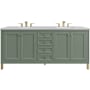 James Martin Vanities Chicago 72" Free Standing Double Basin Vanity Set with Solid Surface Top and Rectangular Sinks Smokey Celadon