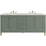 James Martin Vanities Chicago 72" Free Standing Double Basin Vanity Set with Quartz Top and Rectangular Sinks Smokey Celadon