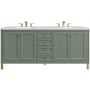 James Martin Vanities Chicago 72" Free Standing Double Basin Vanity Set with Quartz Top and Rectangular Sinks Smokey Celadon