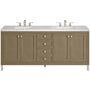 James Martin Vanities Chicago 72" Free Standing Double Basin Vanity Set with Solid Surface Top and Rectangular Sinks Walnut Whisper