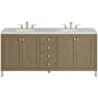 James Martin Vanities Chicago 72" Free Standing Double Basin Vanity Set with Quartz Top and Rectangular Sinks Walnut Whisper