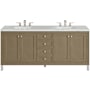 James Martin Vanities Chicago 72" Free Standing Double Basin Vanity Set with Quartz Top and Rectangular Sinks Walnut Whisper