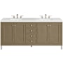 James Martin Vanities Chicago 72" Free Standing Double Basin Vanity Set with Quartz Top and Rectangular Sinks Walnut Whisper