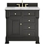 James Martin Vanities Brookfield 36" Free Standing Single Basin Vanity Set with Marble Top and Rectangular Sink Black Onyx