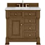 James Martin Vanities Brookfield 36" Free Standing Single Basin Vanity Set with Marble Top and Rectangular Sink Honey Oak