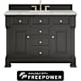 James Martin Vanities Brookfield 48" Free Standing Single Basin Poplar Wood Vanity Set with Eternal Jasmine Pearl Silestone Top, Rectangular Sink, and Matching Mirror Black Onyx