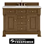 James Martin Vanities Brookfield 48" Free Standing Single Basin Poplar Wood Vanity Set with Eternal Jasmine Pearl Silestone Top, Rectangular Sink, and Matching Mirror Honey Oak