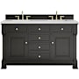 James Martin Vanities Brookfield 60" Free Standing Double Basin Vanity Set with Solid Surface Top and Rectangular Sinks Black Onyx