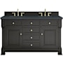 James Martin Vanities Brookfield 60" Free Standing Double Basin Vanity Set with Quartz Top and Rectangular Sinks Black Onyx
