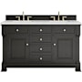 James Martin Vanities Brookfield 60" Free Standing Double Basin Vanity Set with Quartz Top and Rectangular Sinks Black Onyx