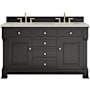 James Martin Vanities Brookfield 60" Free Standing Double Basin Vanity Set with Quartz Top and Rectangular Sinks Black Onyx