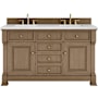 James Martin Vanities Brookfield 60" Free Standing Double Basin Vanity Set with Solid Surface Top and Rectangular Sinks Pecan