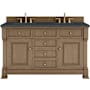 James Martin Vanities Brookfield 60" Free Standing Double Basin Vanity Set with Quartz Top and Rectangular Sinks Pecan