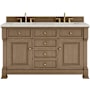 James Martin Vanities Brookfield 60" Free Standing Double Basin Vanity Set with Quartz Top and Rectangular Sinks Pecan