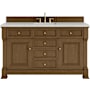 James Martin Vanities Brookfield 60" Free Standing Single Basin Vanity Set with Quartz Top and Rectangular Sink Honey Oak